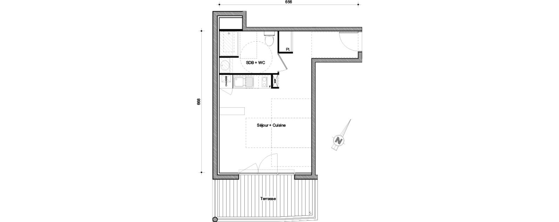 Appartement T1 bis de 31,57 m2 &agrave; Castanet-Tolosan Centre