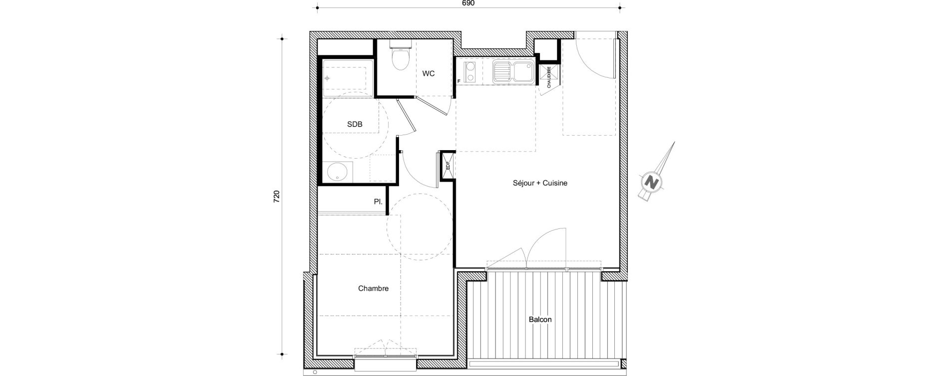 Appartement T2 de 39,41 m2 &agrave; Castanet-Tolosan Centre