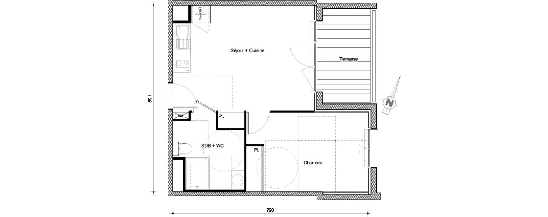 Appartement T2 de 40,16 m2 &agrave; Castanet-Tolosan Centre