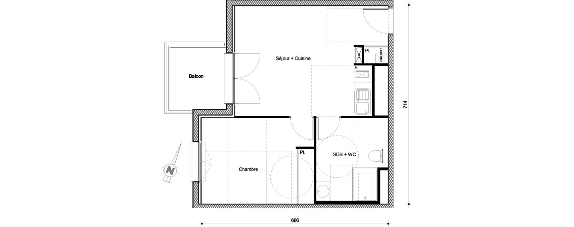 Appartement T2 de 40,23 m2 &agrave; Castanet-Tolosan Centre