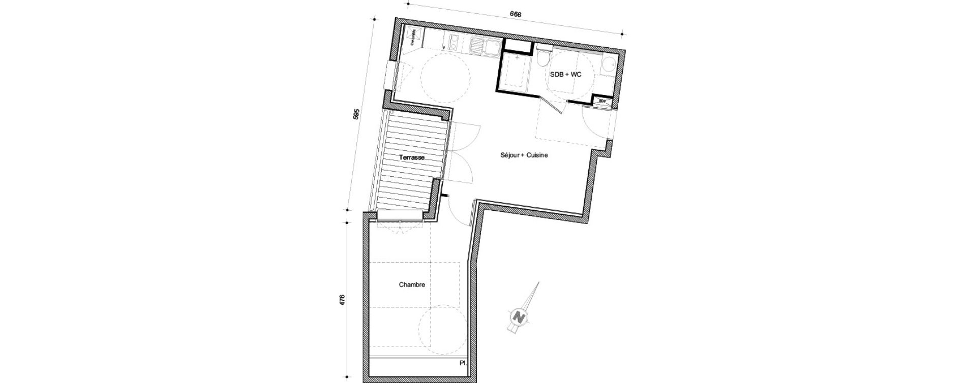 Appartement T2 de 42,59 m2 &agrave; Castanet-Tolosan Centre