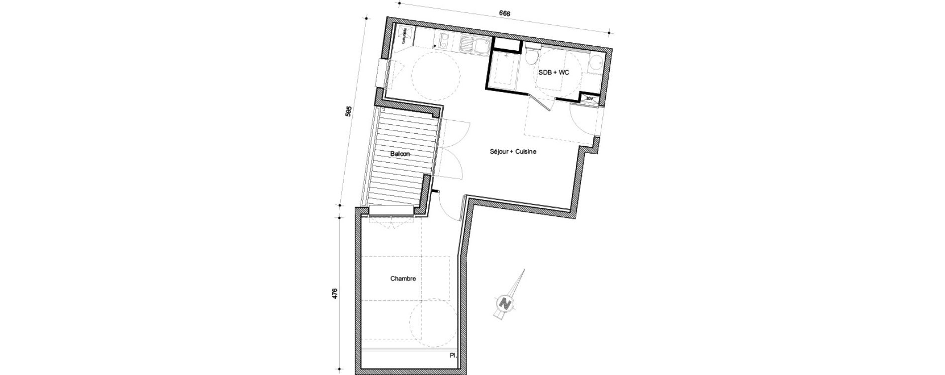 Appartement T2 de 42,59 m2 à Castanet-Tolosan Centre