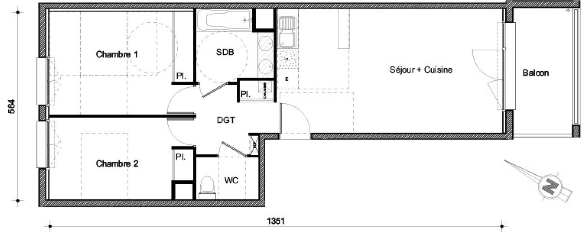 Appartement T3 de 60,87 m2 &agrave; Castanet-Tolosan Centre