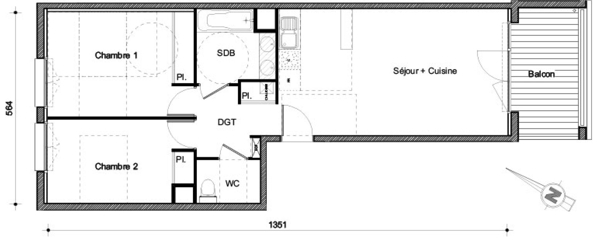 Appartement T3 de 60,87 m2 &agrave; Castanet-Tolosan Centre