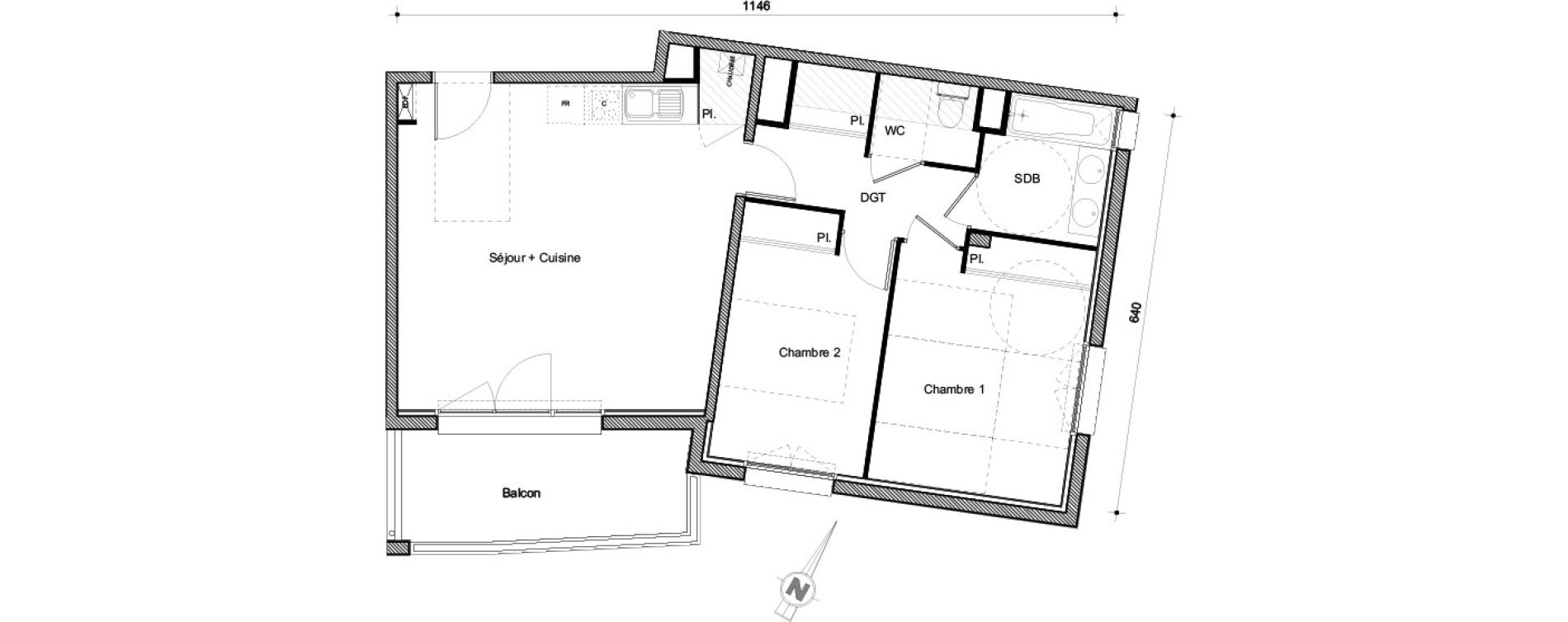 Appartement T3 de 62,54 m2 &agrave; Castanet-Tolosan Centre