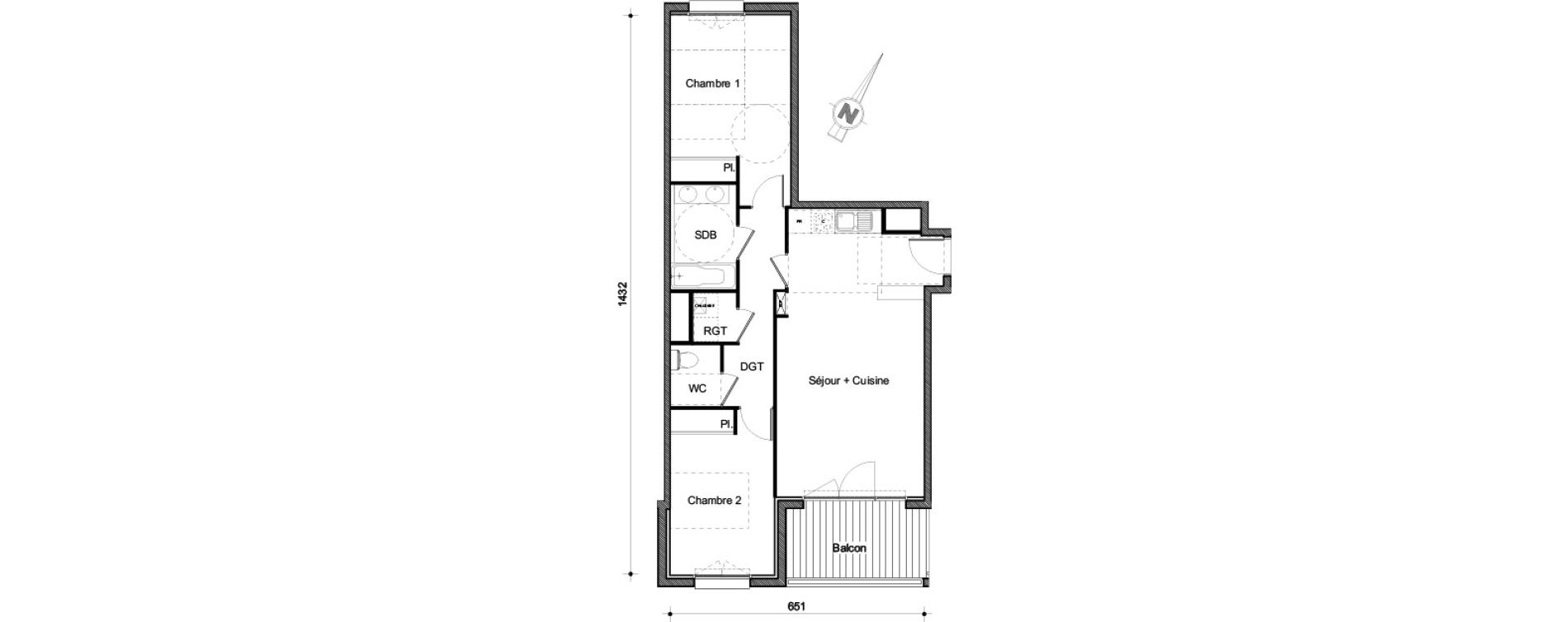 Appartement T3 de 66,69 m2 &agrave; Castanet-Tolosan Centre