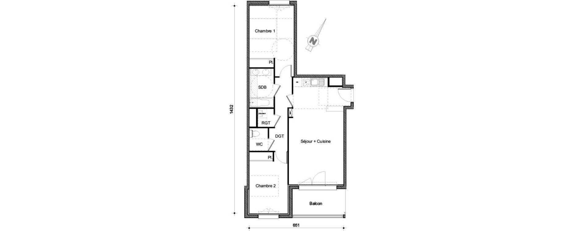 Appartement T3 de 66,69 m2 &agrave; Castanet-Tolosan Centre