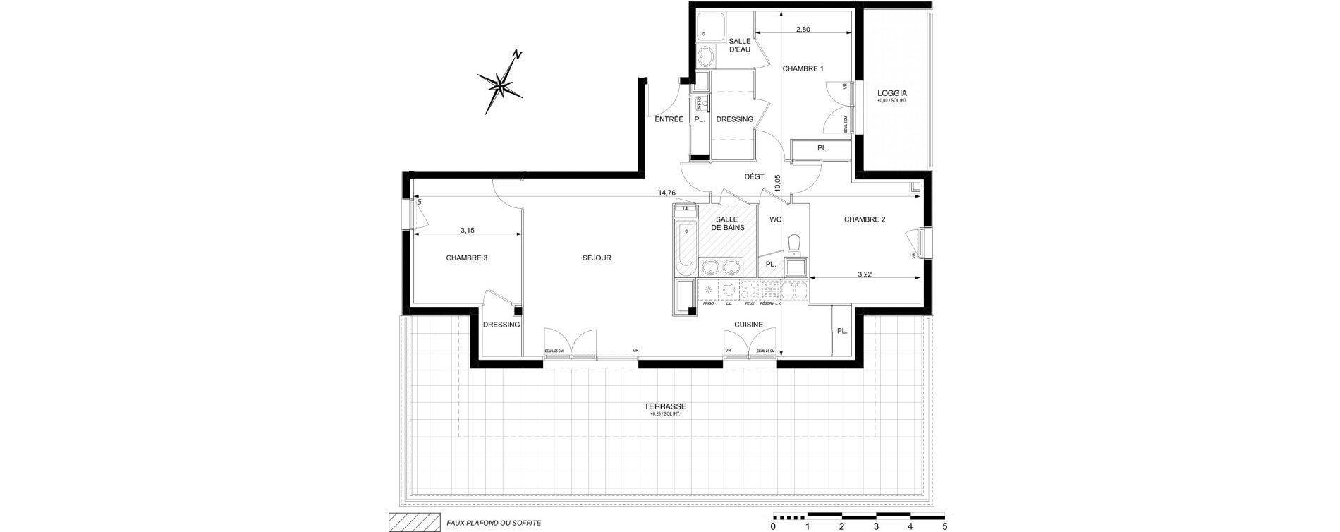 Appartement T4 de 91,96 m2 &agrave; Castanet-Tolosan Centre ville