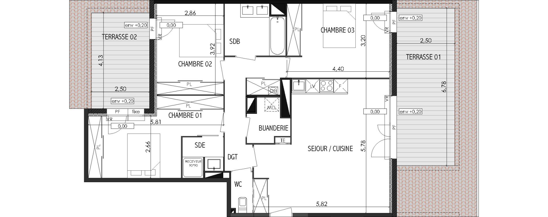 Appartement T4 de 89,50 m2 &agrave; Castanet-Tolosan Centre