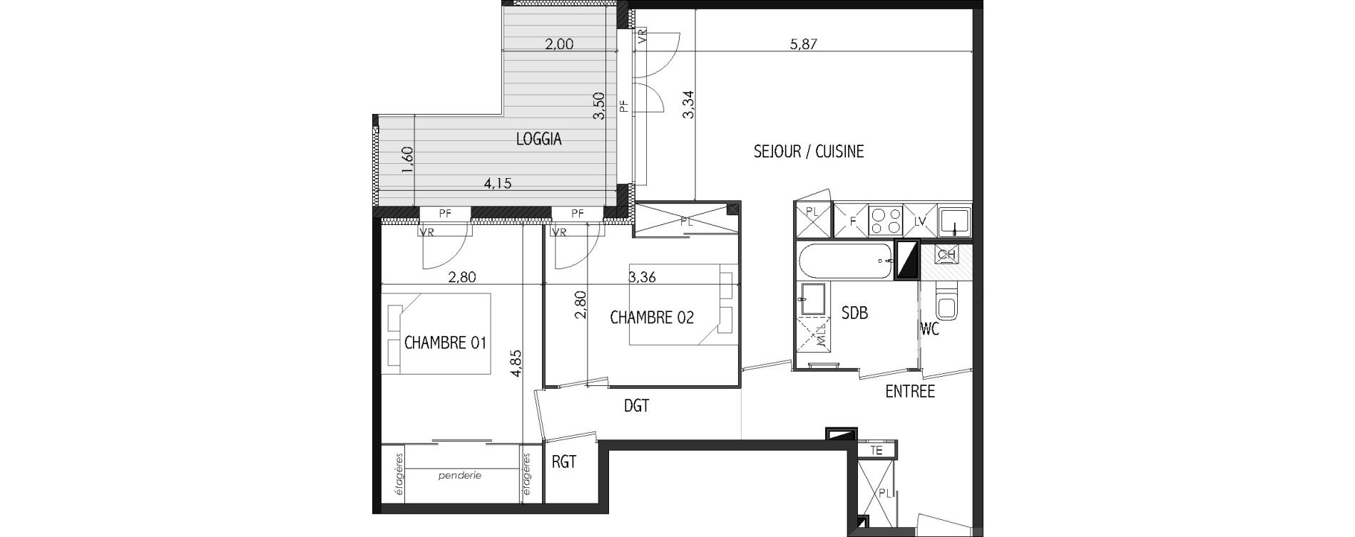 Appartement T3 de 65,84 m2 &agrave; Castanet-Tolosan Centre
