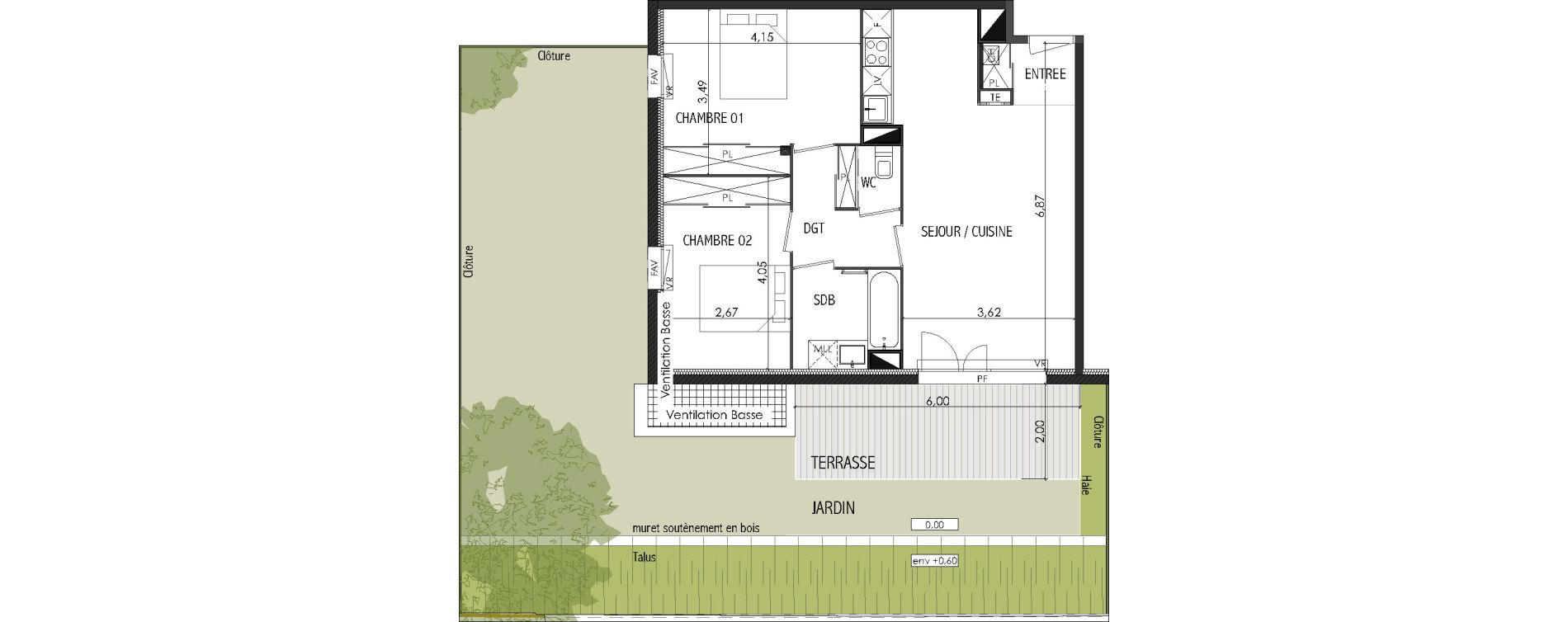Appartement T3 de 62,47 m2 &agrave; Castanet-Tolosan Centre