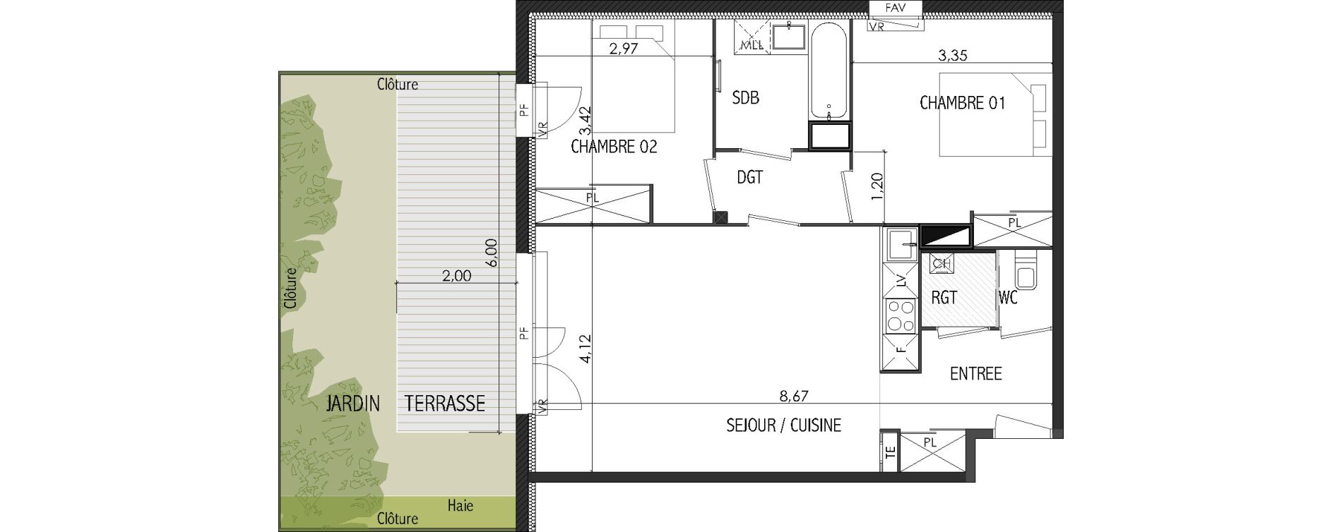 Appartement T3 de 62,72 m2 &agrave; Castanet-Tolosan Centre
