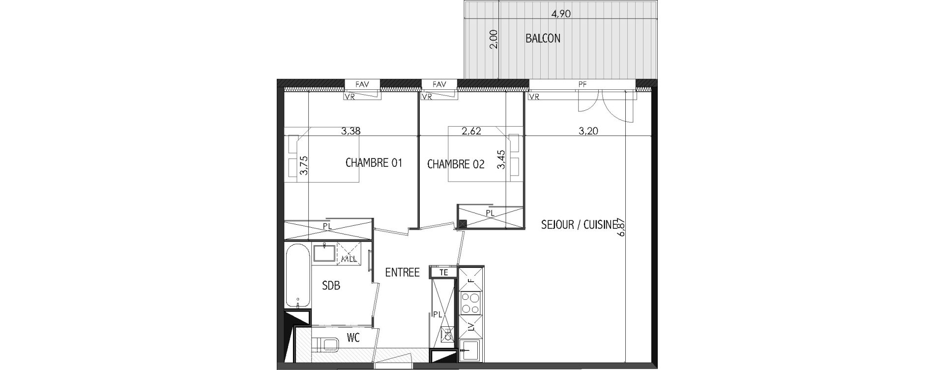 Appartement T3 de 61,88 m2 &agrave; Castanet-Tolosan Centre