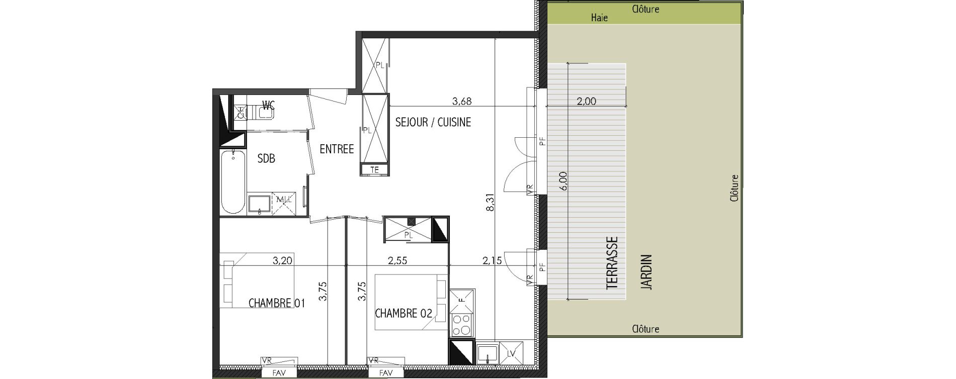 Appartement T3 de 58,83 m2 &agrave; Castanet-Tolosan Centre