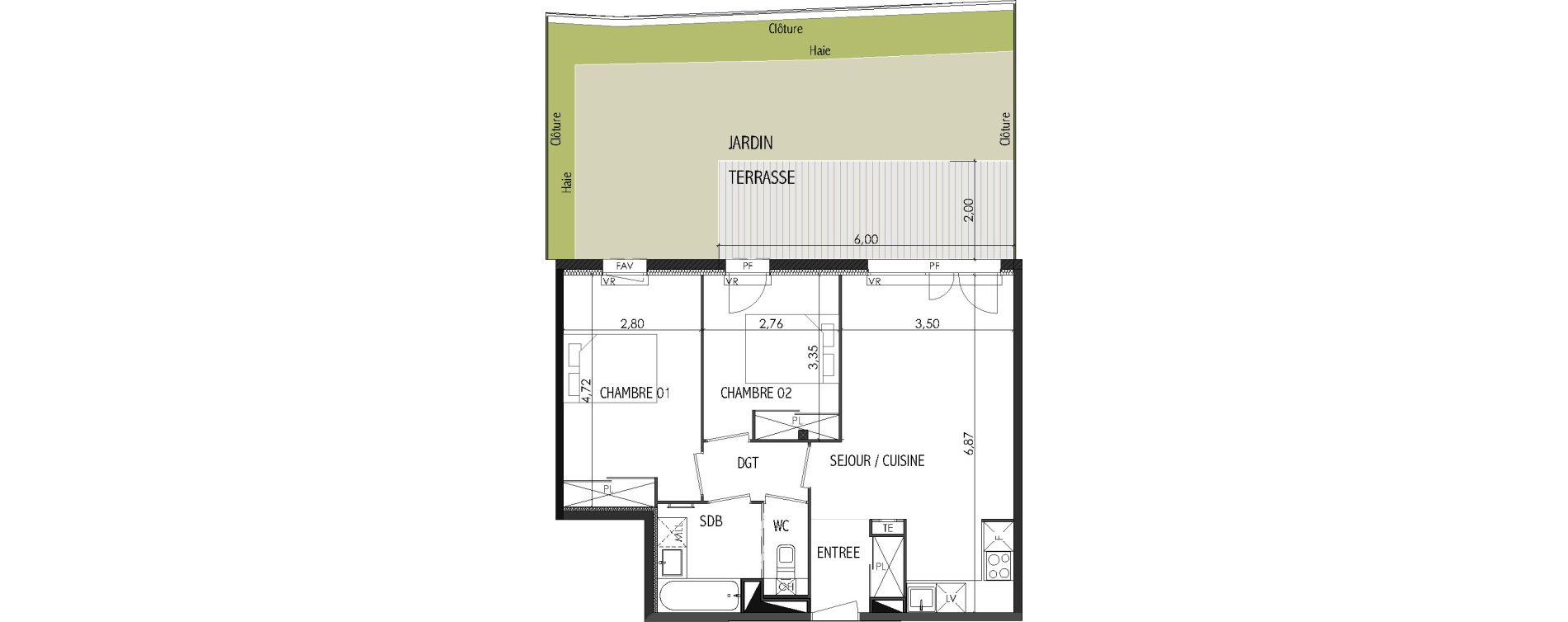 Appartement T3 de 56,80 m2 &agrave; Castanet-Tolosan Centre