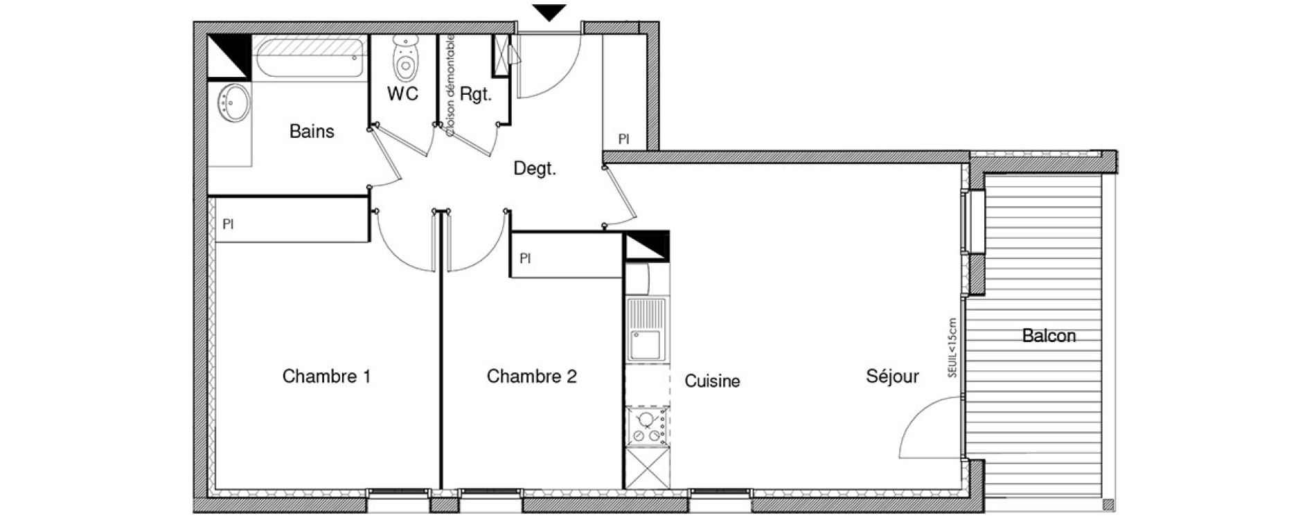 Appartement T3 de 62,21 m2 &agrave; Castanet-Tolosan Castanet tolosan centre
