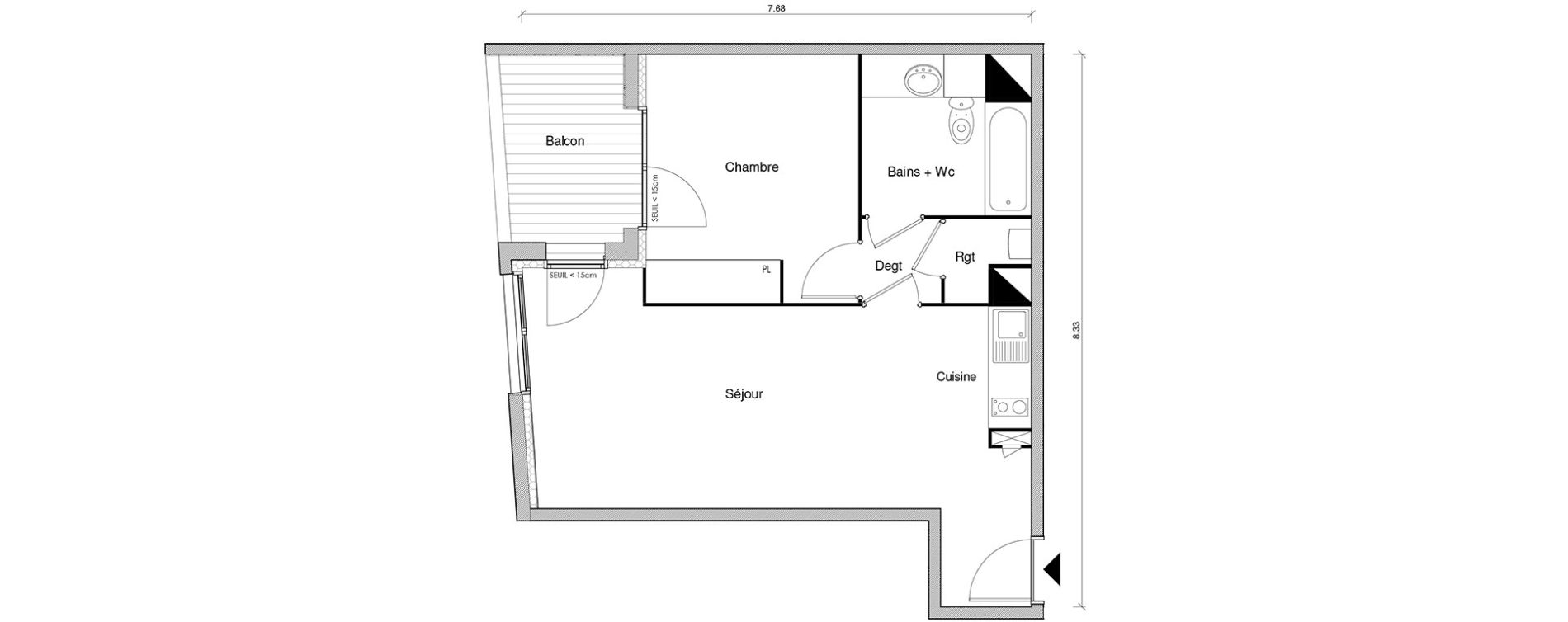 Appartement T2 de 46,39 m2 &agrave; Castanet-Tolosan Castanet tolosan centre