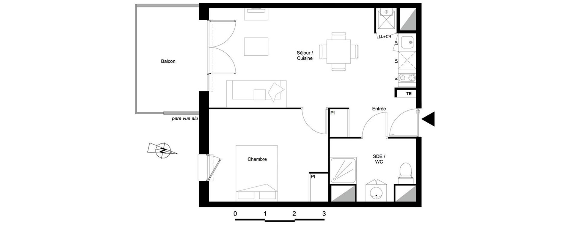 Appartement T2 de 42,93 m2 &agrave; Castanet-Tolosan Coteaux - plaine haute