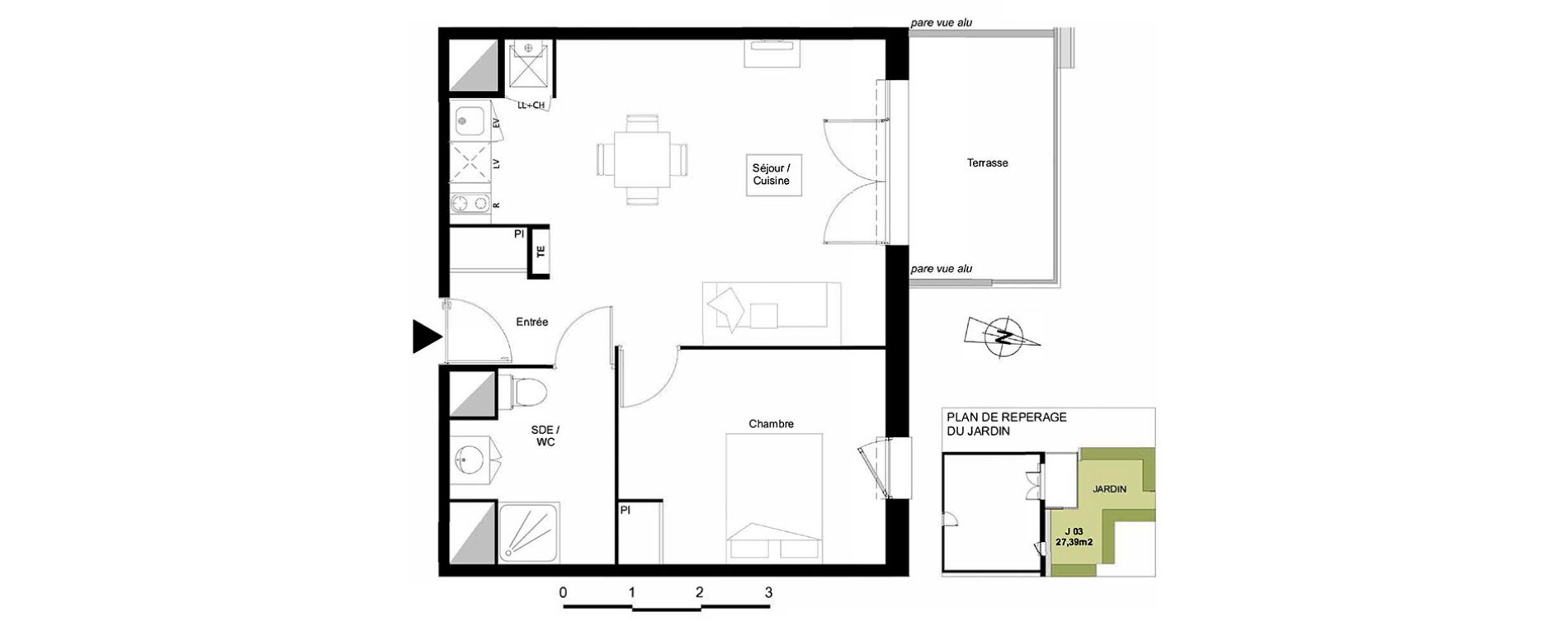 Appartement T2 de 45,57 m2 &agrave; Castanet-Tolosan Coteaux - plaine haute