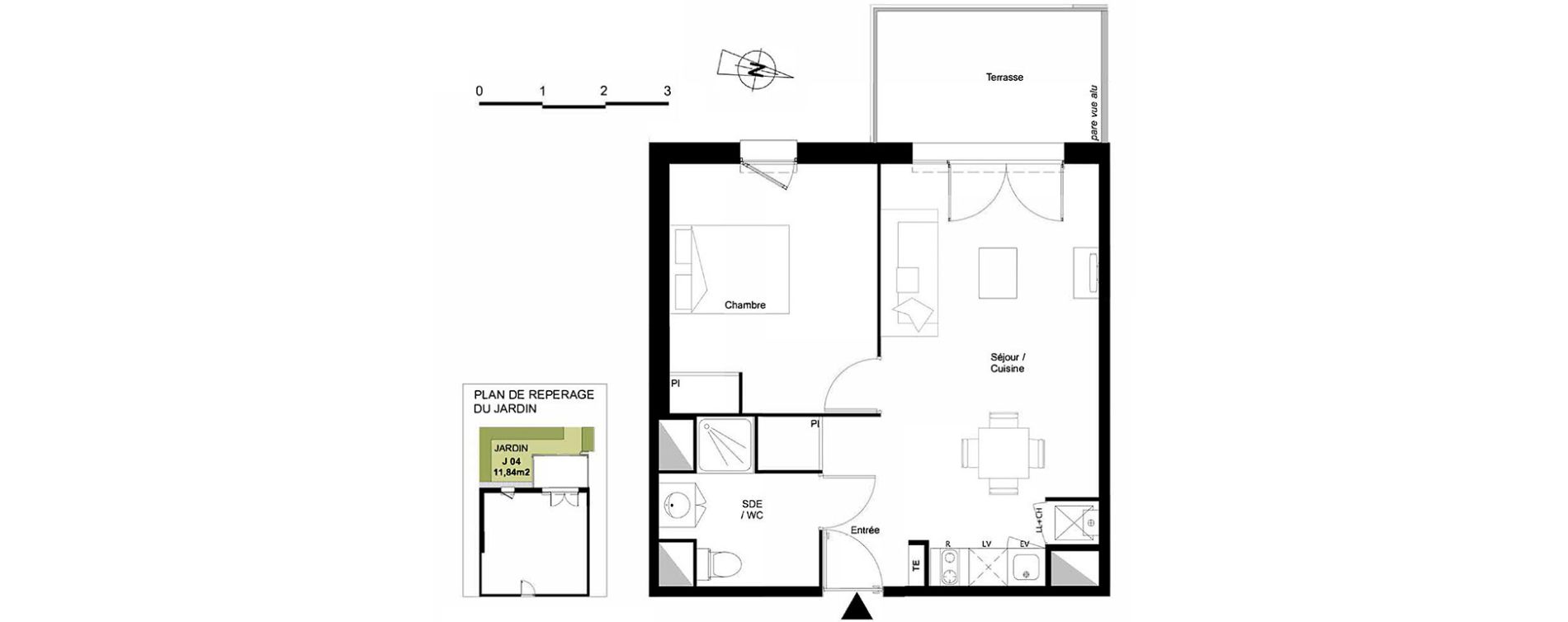 Appartement T2 de 43,51 m2 &agrave; Castanet-Tolosan Coteaux - plaine haute