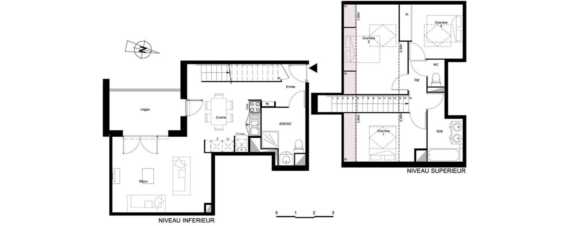 Duplex T4 de 89,16 m2 &agrave; Castanet-Tolosan Coteaux - plaine haute