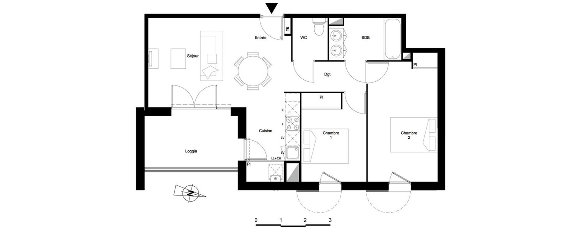 Appartement T3 de 61,14 m2 &agrave; Castanet-Tolosan Coteaux - plaine haute