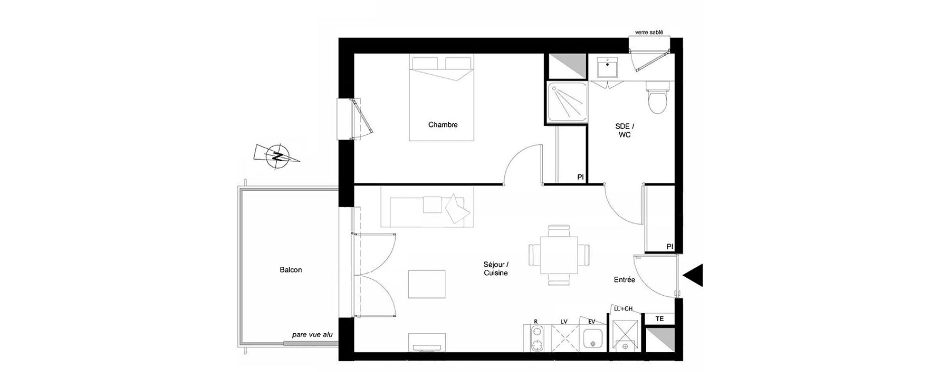 Appartement T2 de 43,34 m2 &agrave; Castanet-Tolosan Coteaux - plaine haute