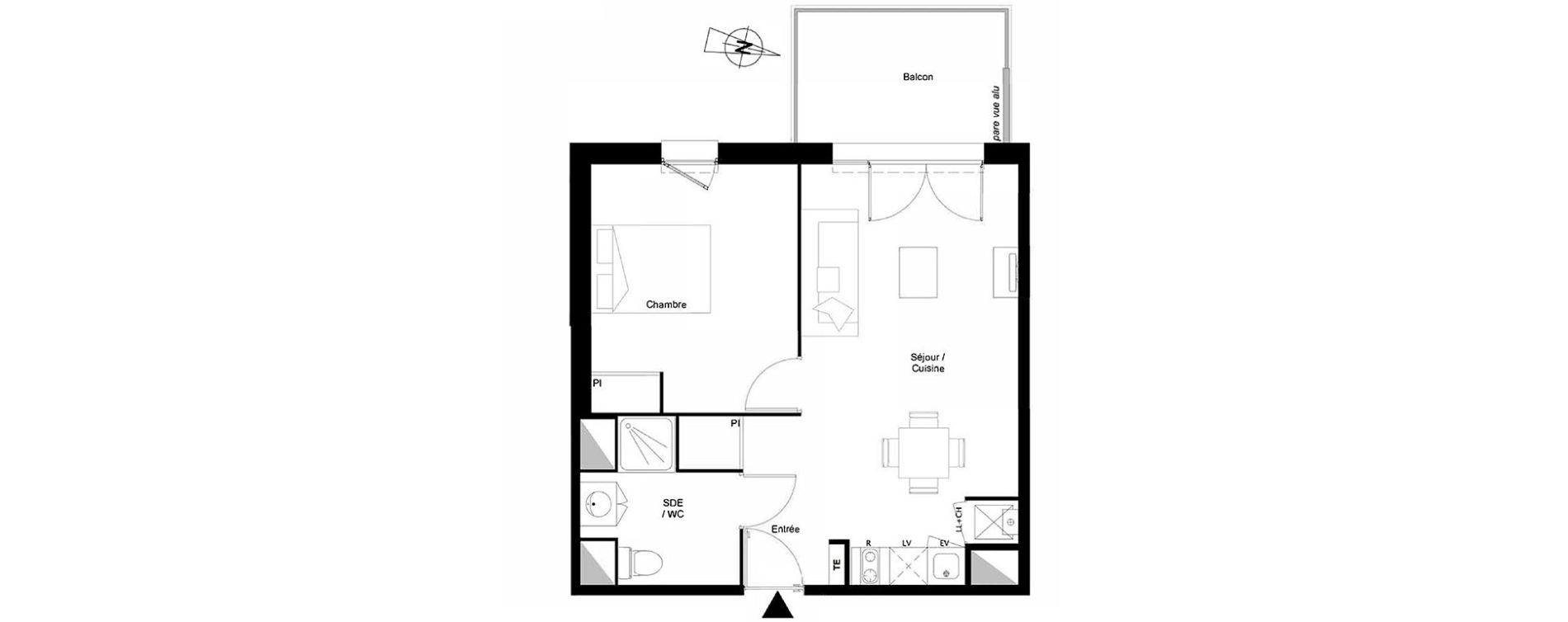 Appartement T2 de 43,51 m2 &agrave; Castanet-Tolosan Coteaux - plaine haute