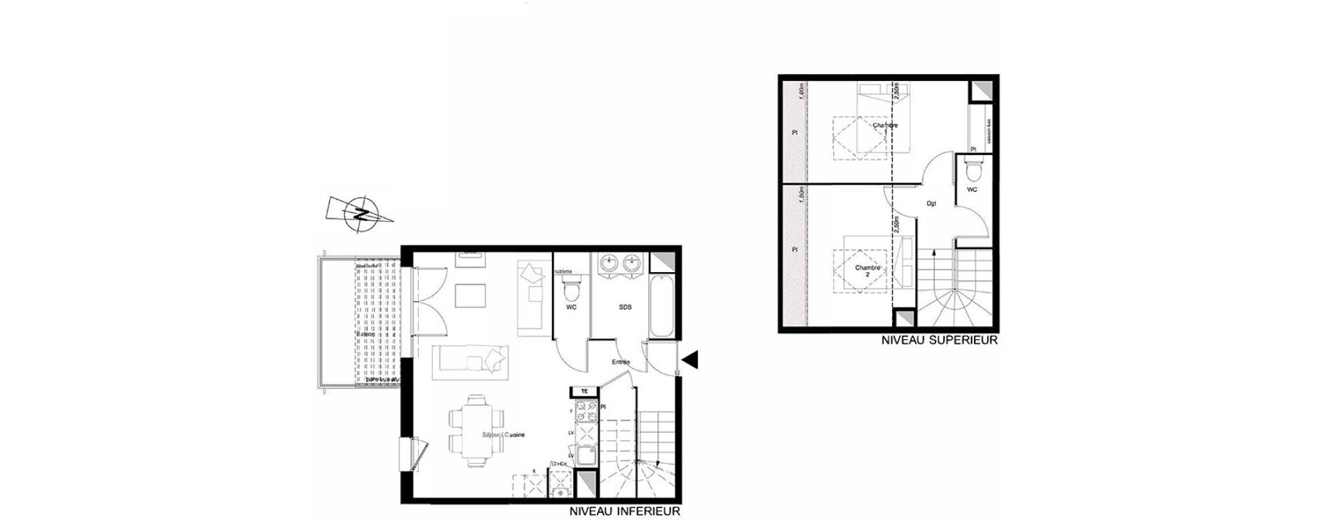Duplex T3 de 66,86 m2 &agrave; Castanet-Tolosan Coteaux - plaine haute