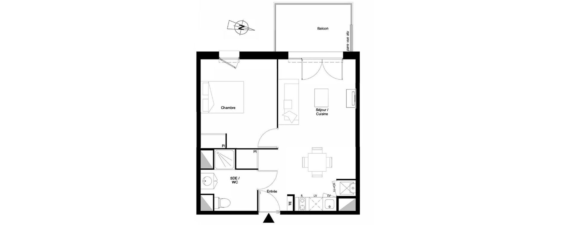 Appartement T2 de 43,26 m2 &agrave; Castanet-Tolosan Coteaux - plaine haute