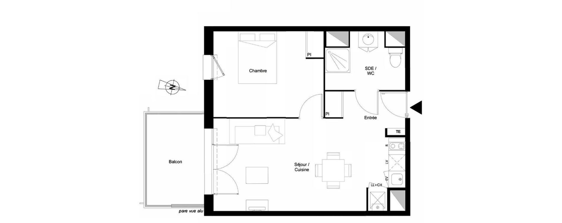 Appartement T2 de 42,93 m2 &agrave; Castanet-Tolosan Coteaux - plaine haute