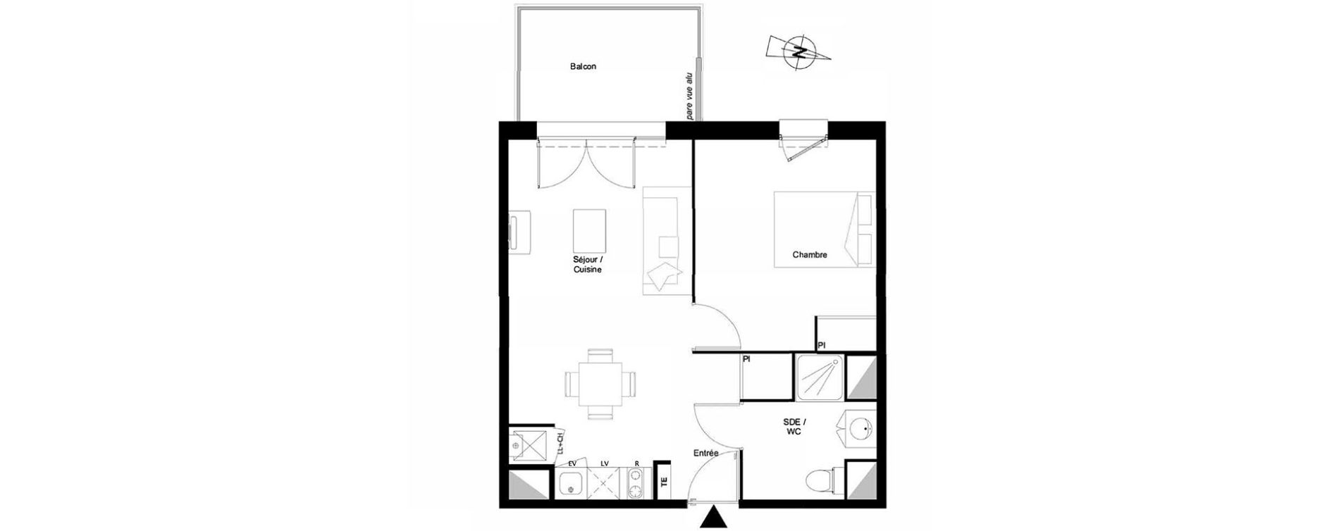 Appartement T2 de 43,26 m2 &agrave; Castanet-Tolosan Coteaux - plaine haute