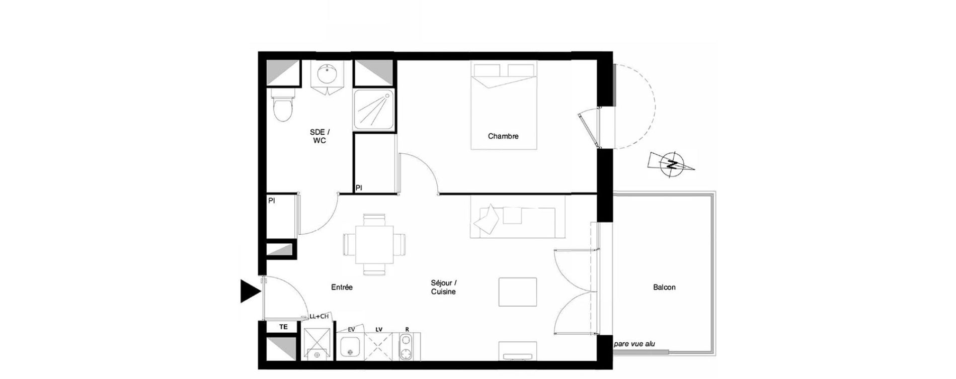 Appartement T2 de 42,45 m2 &agrave; Castanet-Tolosan Coteaux - plaine haute