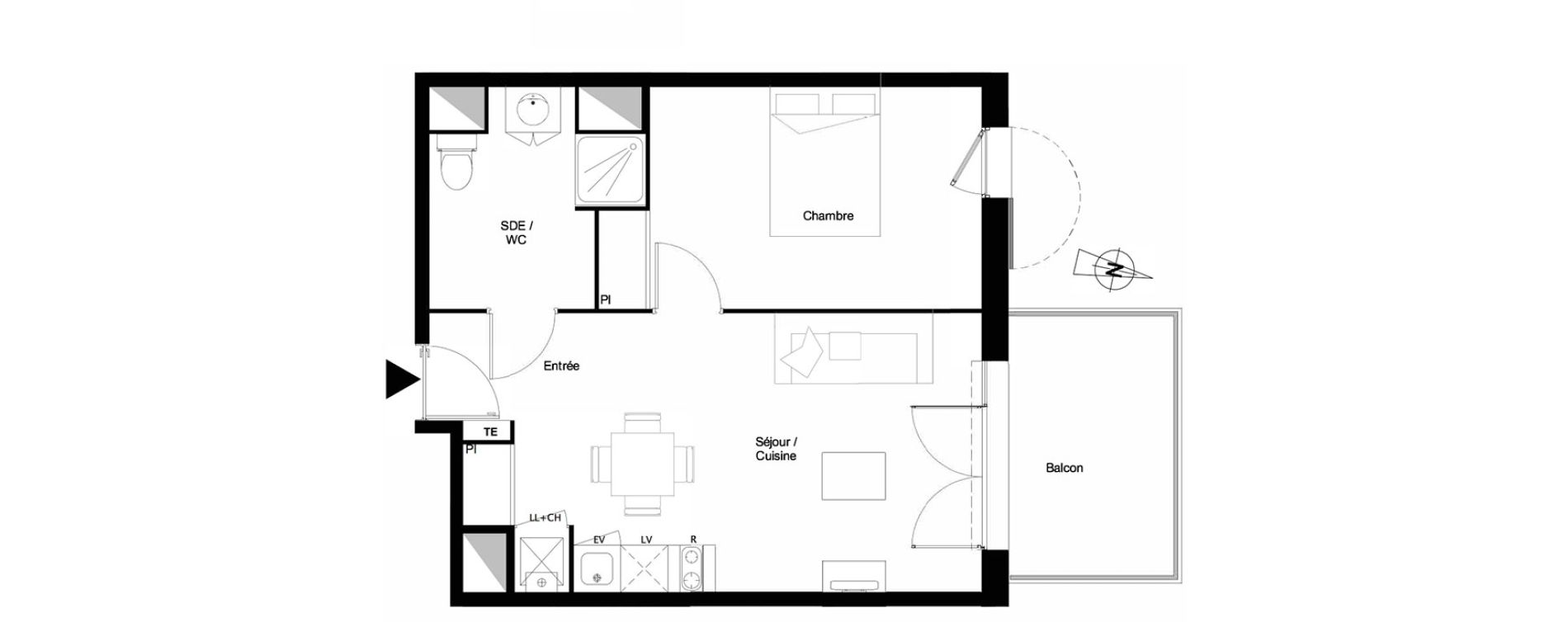 Appartement T2 de 41,81 m2 &agrave; Castanet-Tolosan Coteaux - plaine haute