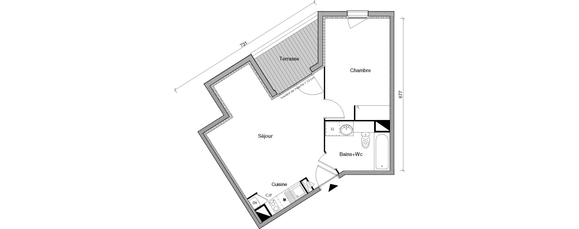 Appartement T2 de 42,46 m2 &agrave; Castanet-Tolosan Centre