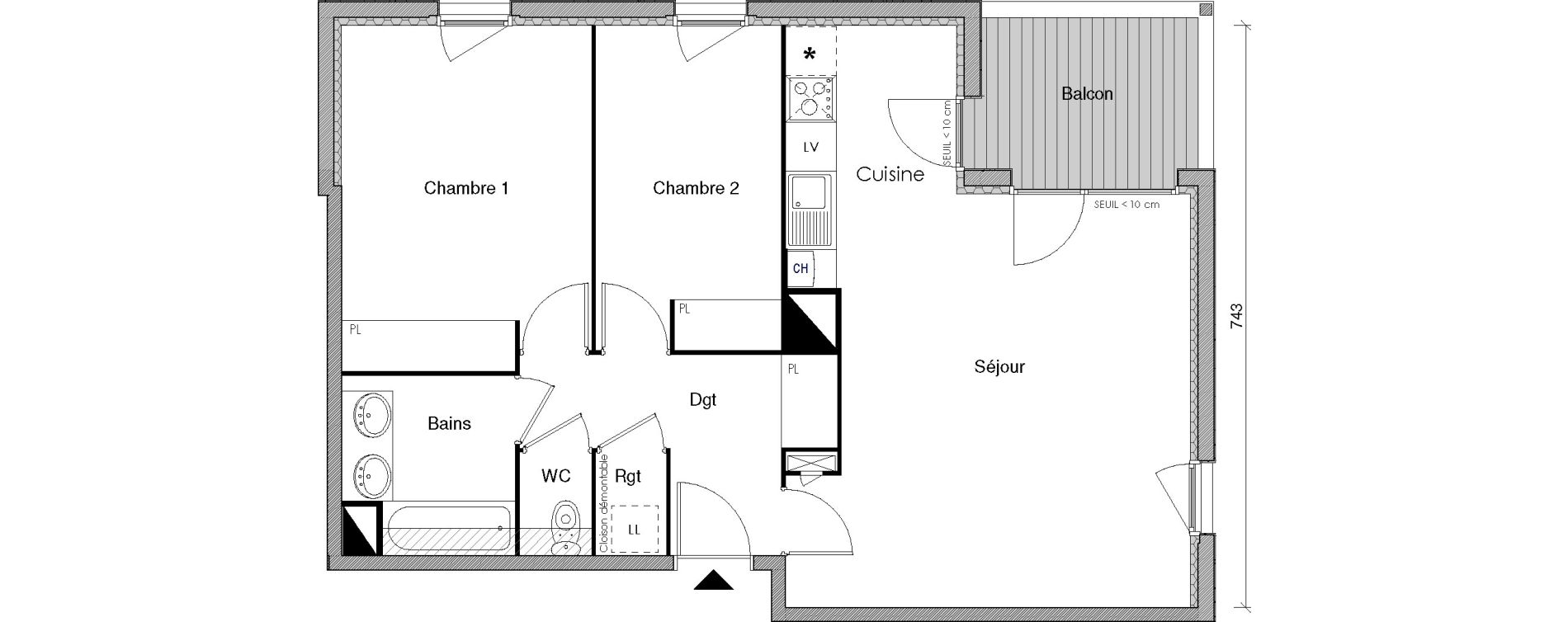 Appartement T3 de 67,37 m2 &agrave; Castanet-Tolosan Centre