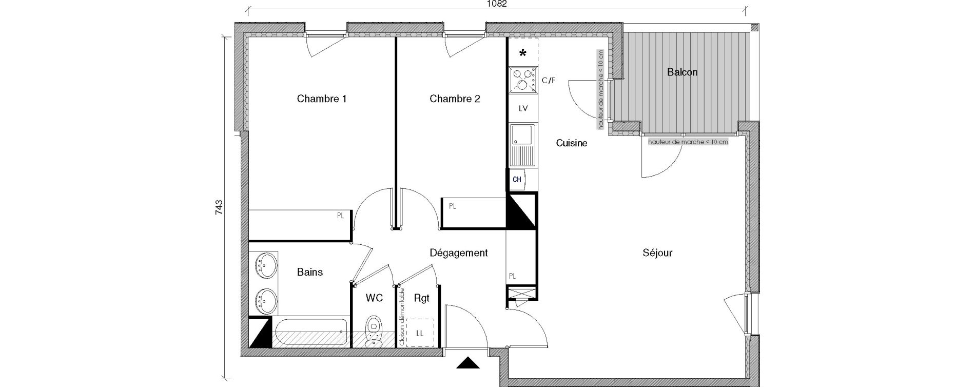 Appartement T3 de 67,31 m2 &agrave; Castanet-Tolosan Centre