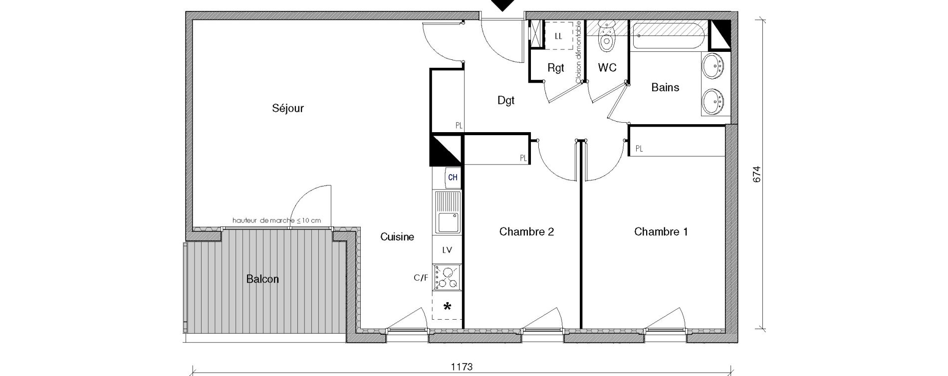 Appartement T3 de 67,81 m2 &agrave; Castanet-Tolosan Centre