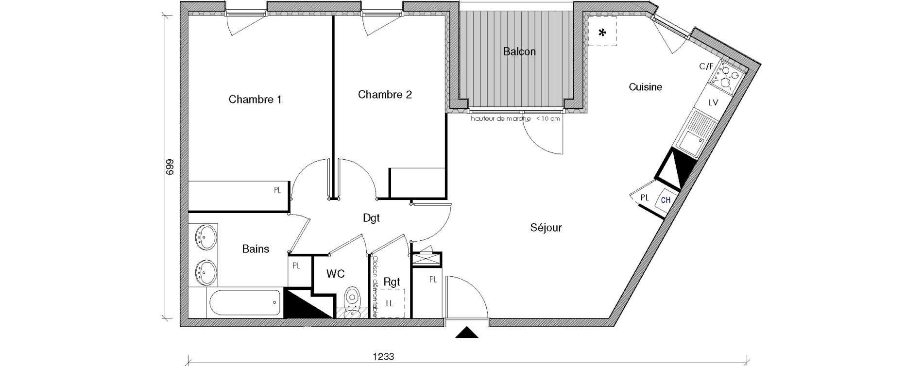 Appartement T3 de 63,26 m2 &agrave; Castanet-Tolosan Centre