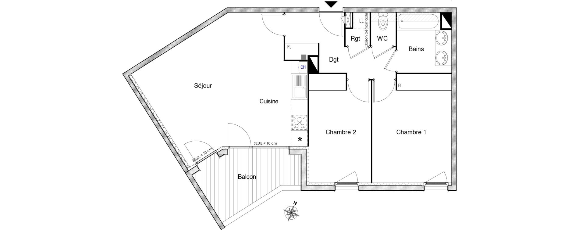 Appartement T3 de 65,61 m2 &agrave; Castanet-Tolosan Centre