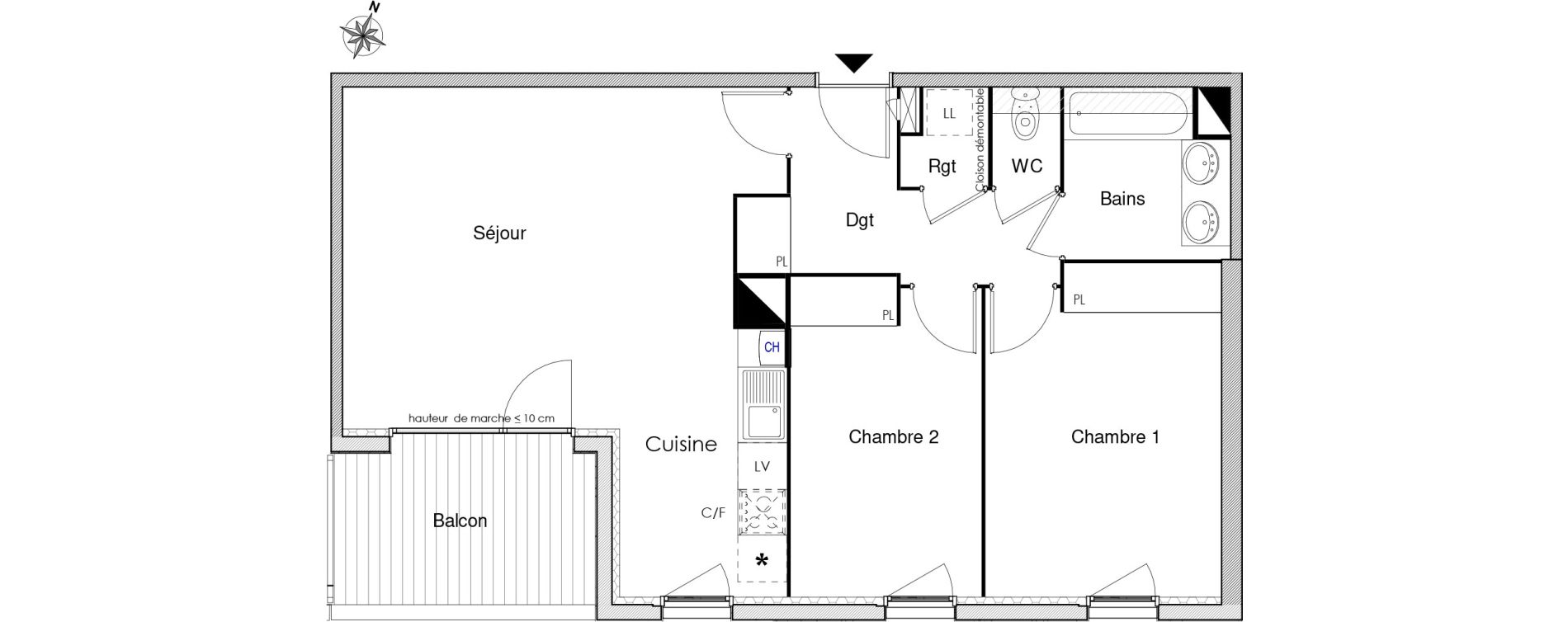 Appartement T3 de 67,82 m2 &agrave; Castanet-Tolosan Centre