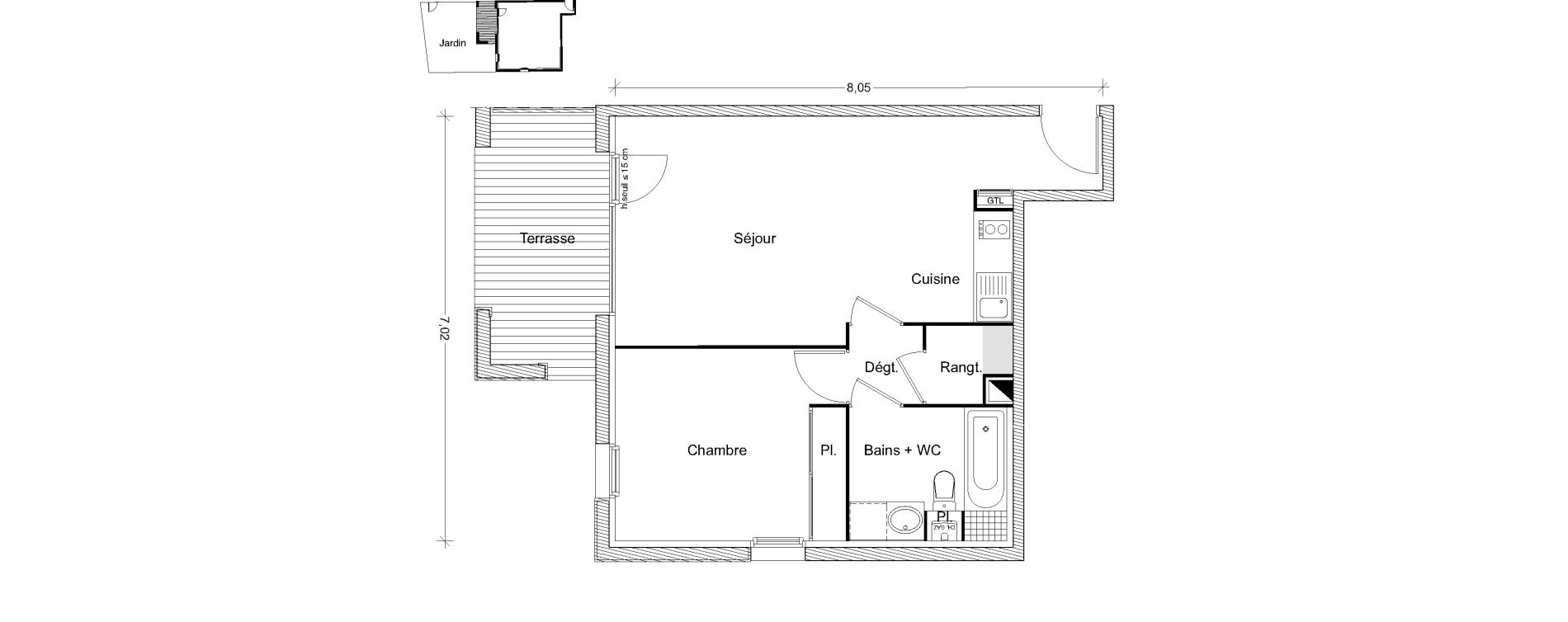 Appartement T2 de 46,33 m2 &agrave; Castanet-Tolosan Centre