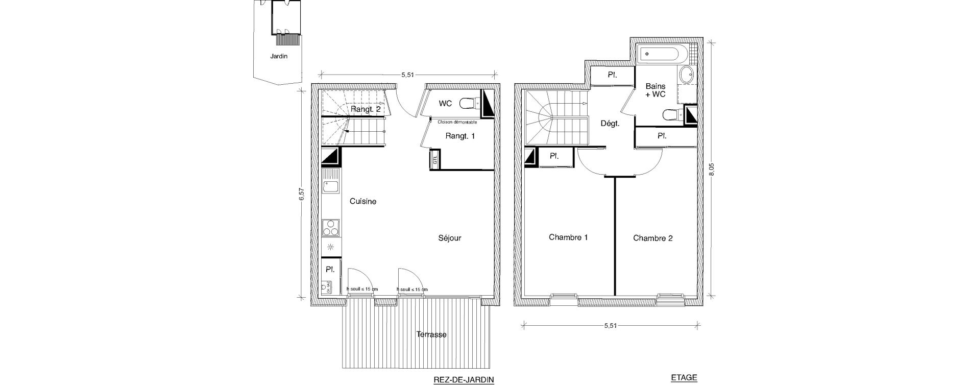 Duplex T3 de 67,07 m2 &agrave; Castanet-Tolosan Centre