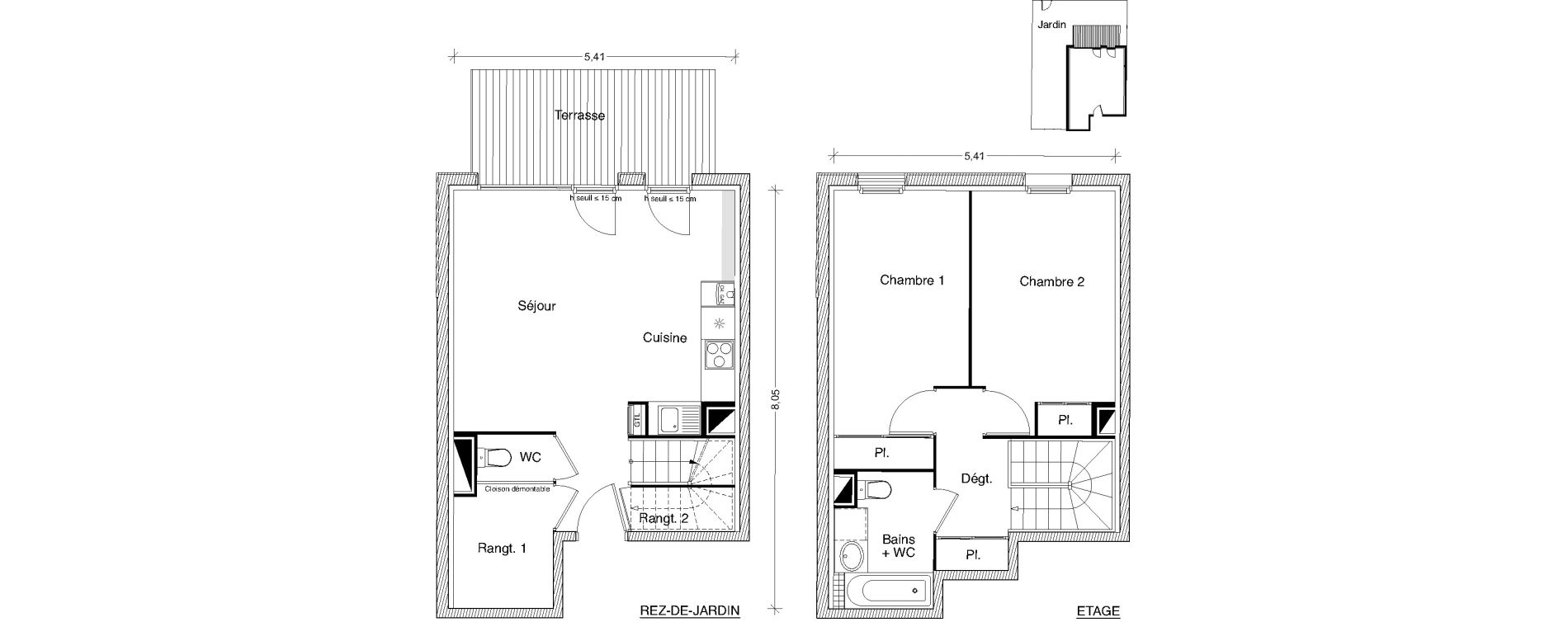 Duplex T3 de 68,50 m2 &agrave; Castanet-Tolosan Centre