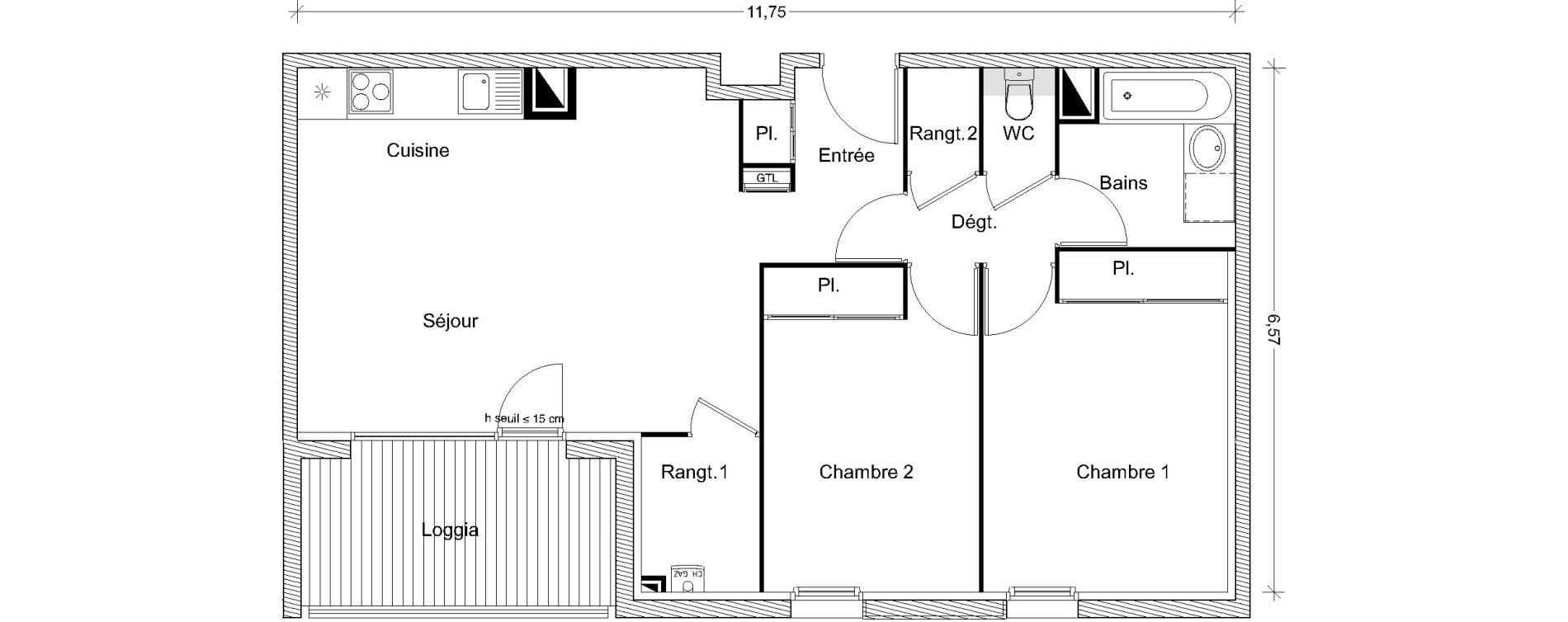 Appartement T3 de 65,13 m2 &agrave; Castanet-Tolosan Centre