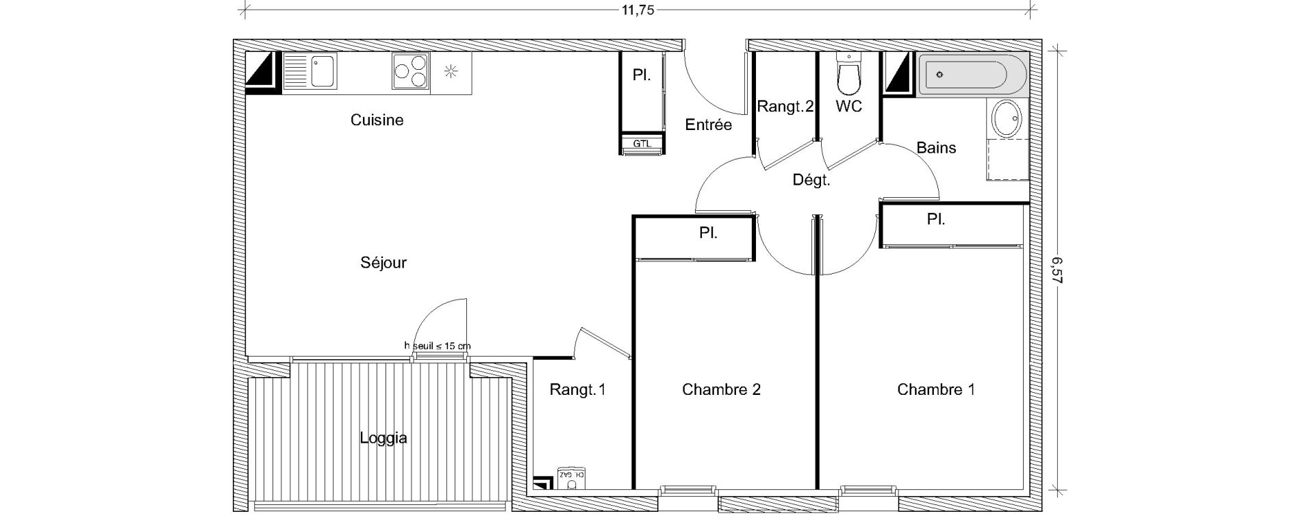 Appartement T3 de 65,60 m2 &agrave; Castanet-Tolosan Centre