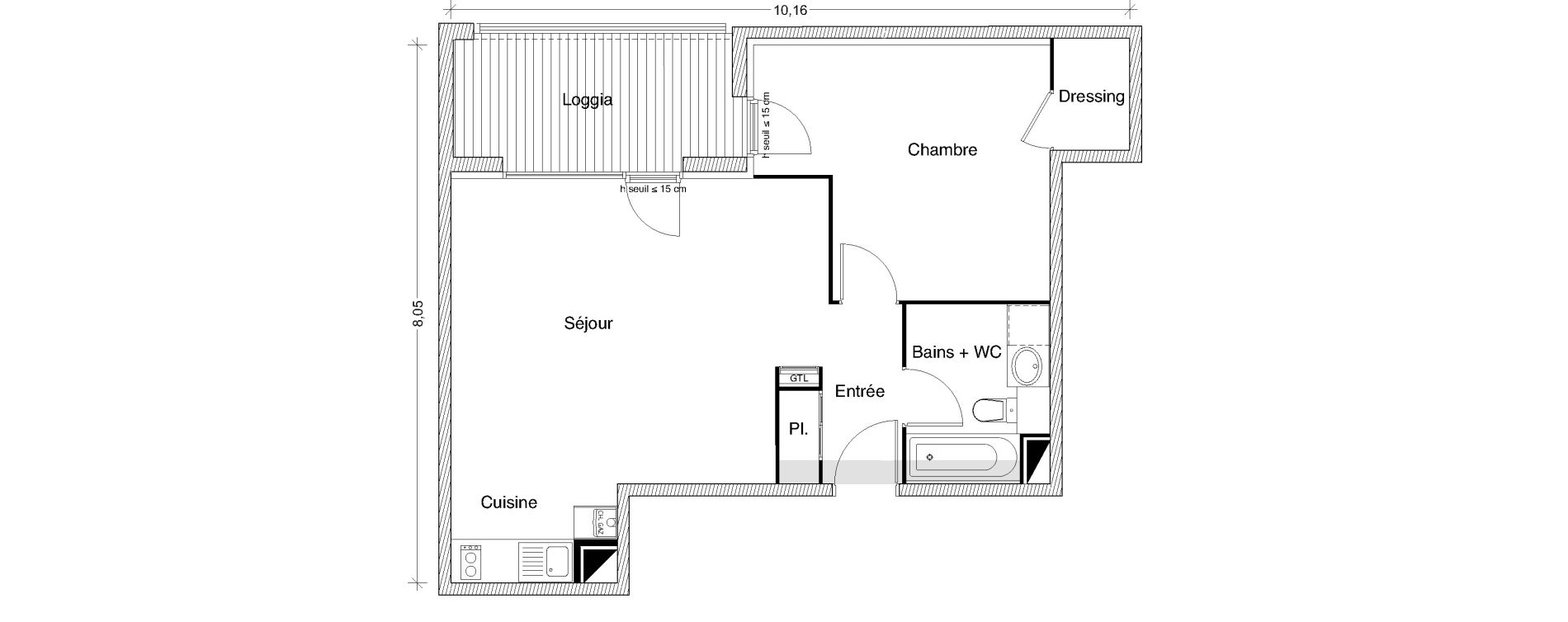 Appartement T2 de 53,88 m2 &agrave; Castanet-Tolosan Centre