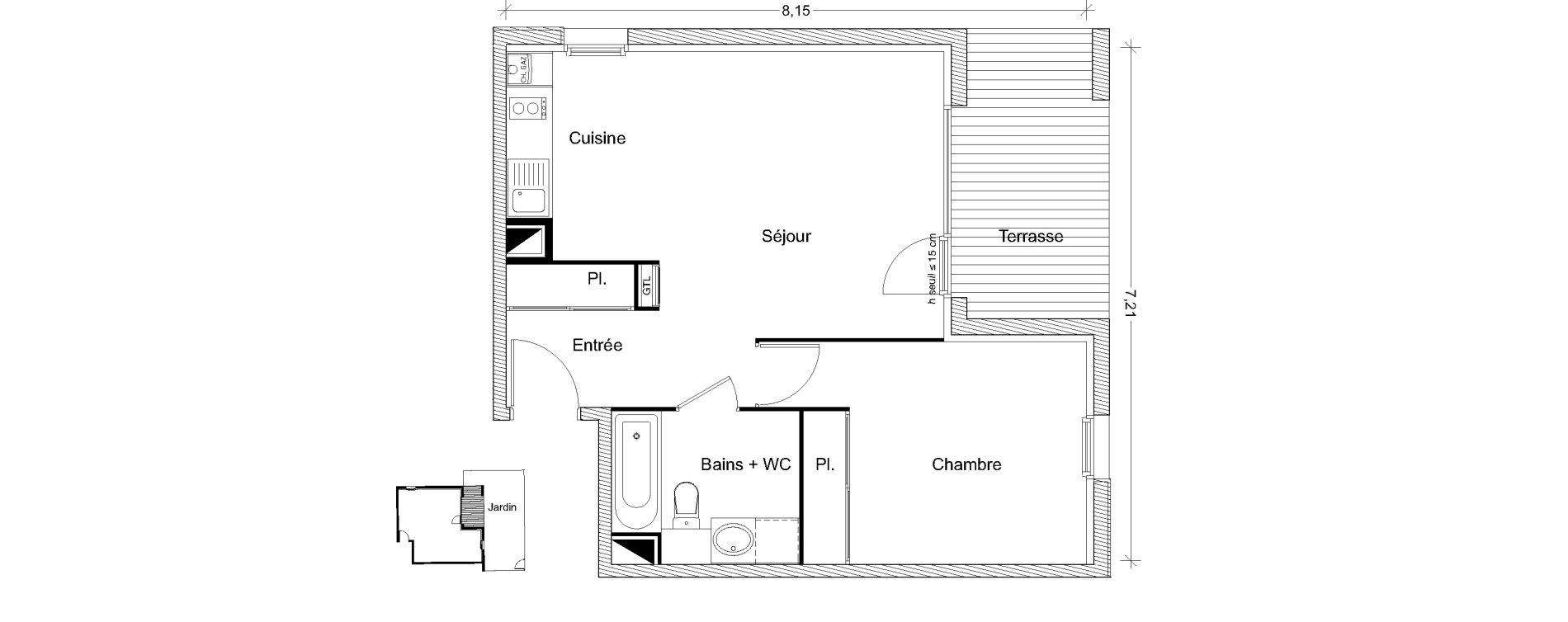 Appartement T2 de 45,64 m2 &agrave; Castanet-Tolosan Centre