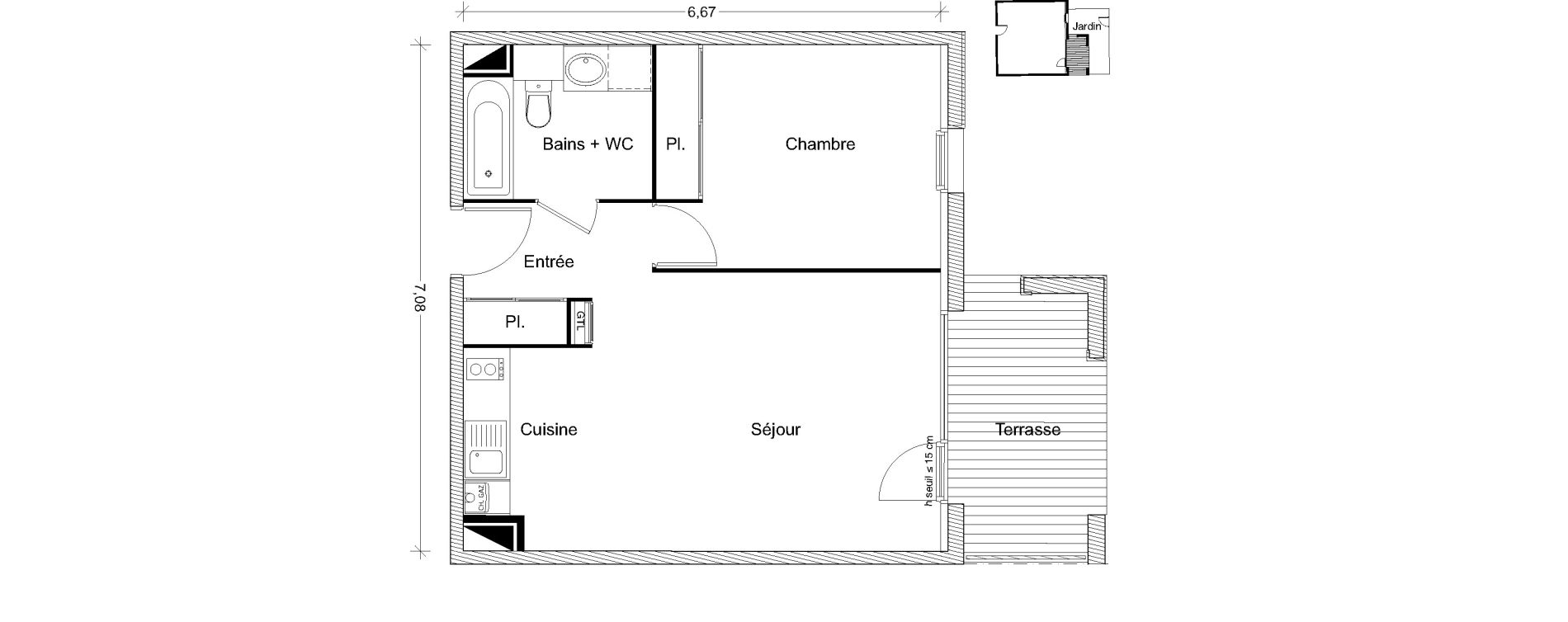 Appartement T2 de 45,49 m2 &agrave; Castanet-Tolosan Centre