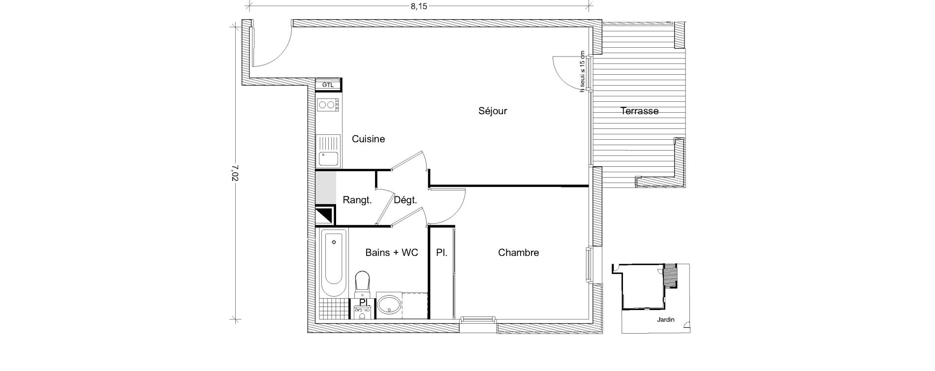 Appartement T2 de 46,43 m2 &agrave; Castanet-Tolosan Centre